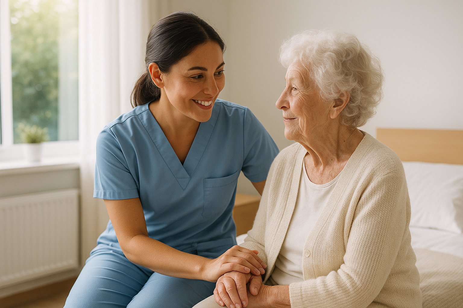 Pflegefachperson betreut eine Klientin